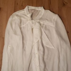 Loft - White Bow Blouse